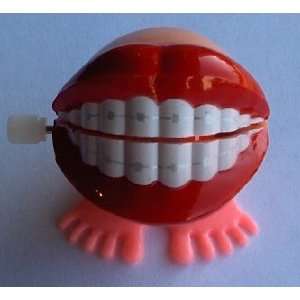  Hopping Wind up Smiley Face Teeth with Braces 2 Inches 