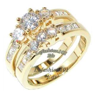 35ct Gold Plated Womens WEDDING/ENGAGEMENT 2 RINGS SET sz 5,6,7,8,9 