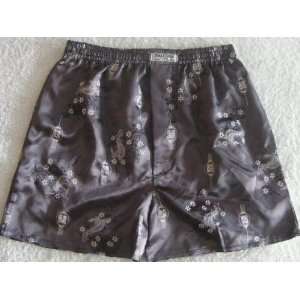   Boxer Shorts  Charcoal with Oriental Dragon Design (SIZE MEDIUM 26 28