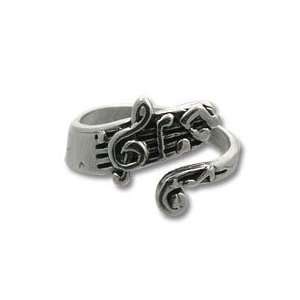  STERLING Silver Music Note Bypass RING Jewelry