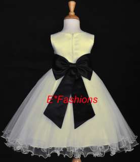 IVORY WEDDING BLACK FLOWER GIRL DRESS 12 18M 2 4 6 8 10  