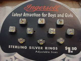 50s DISNEY Ingersoll STERLING SILVER RING Store Display  