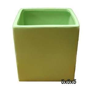  Ceramic Cube Vase 5x5x5   Green