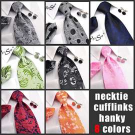 Mens Fashion 100% Jacquard Woven tie silk neckties set  