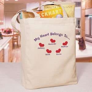  Personalized My Heart Belongs To Canvas Tote Bag 