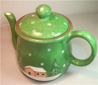 Cellar LOG CABIN CHRISTMAS Tea Pot excellent condition  