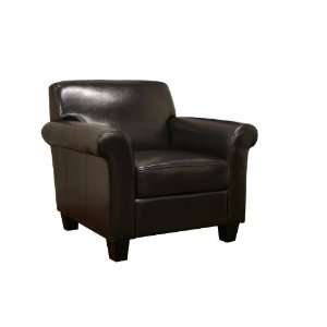  Atticus Black Brown Faux Leather Modern Club Chair