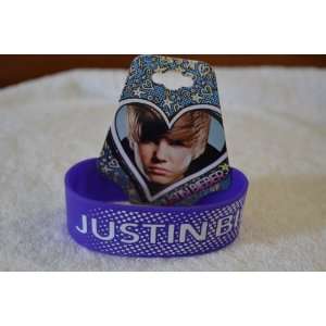Justin Bieber Purple Name Logo Rubber Bracelet