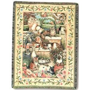  Cats Purrfect Garden Tapestry Throw