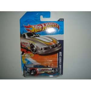 2011 Hot Wheels HW Drag Racers Mustang Funny Car Silver on 2 Car Bands 