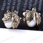 2pc Vintage Silver Tone Inlaid White Faux Pearl Sunflower Ear Studs 