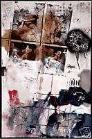 SJART abstract modern collage mixed media painting  