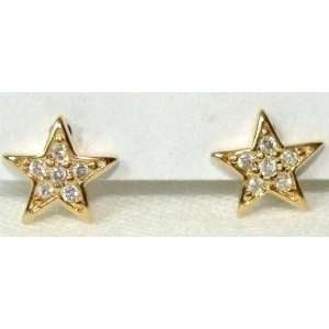  AWESOME 18K SKILLUS GOLD PAVE CZ STAR EARRINGS, LEAD 