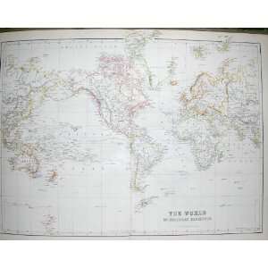    BLACKS MAP 1890 WORLD MERCATORS PROJECTION ATLAS