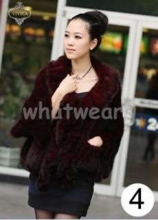 New Womens Luxurious Real Mink Fur Coat/ Jacket/Cape 4 Colors Beige 