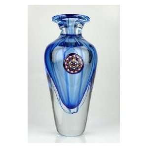   Blue Vase Millefiori Design 100% Handblown Art X600