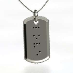  Feel the Love Dogtag, Platinum Necklace with Black Diamond 