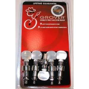  Grover 124C5 Pearl & Chrome Banjo Tuner Pegs Musical 