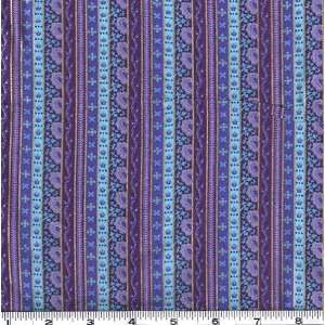  45 Wide Jasmines Palace Stripe Blue Fabric By The Yard 