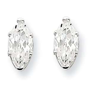  Sterling Silver 7x3.5 Marquise Stud Earrings Jewelry