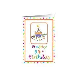  94 Years Old Lit Candle Cupcake Birthday Party Invitation 