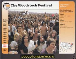 THE WOODSTOCK MUSIC FESTIVAL 1969 Picture GROLIER CARD  