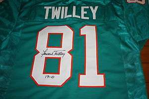 MIAMI DOLPHINS HOWARD TWILLEY #81 SIGNED JERSEY 1972 17 0  