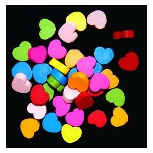  8908 Wooden Colored Heart Beads   (50) Arts, Crafts 