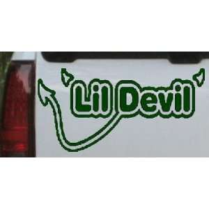Lil Devil Funny Car Window Wall Laptop Decal Sticker    Dark Green 