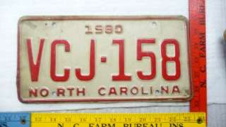 old License plate vintage 1980 north carolina 80 red  