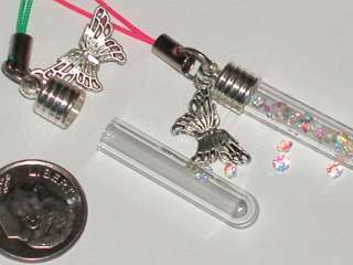 Butterfly Tube Glass Bottle Charm keychain pendant PK  
