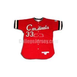 Red No. 33 Game Used Ball State McAuliffe Baseball Jersey (SIZE 42 