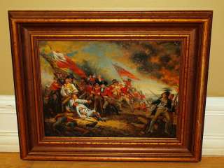 American Revolutionary War British Continental Army Battle Scene Oil 