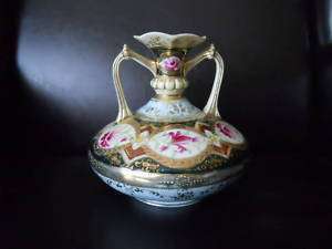 Antique Japanese Signed Royal Kinran Nippon Rose Vase  
