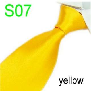 New Solid Mens Neck Tie 100% Silk Yellow Necktie S07  