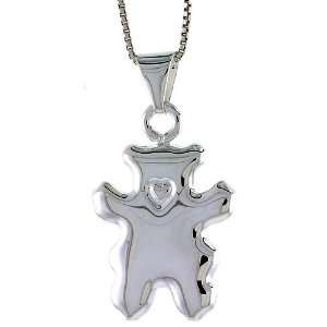 925 Sterling Silver Large Teddy Bear Pendant (NO Chain Included), Made 