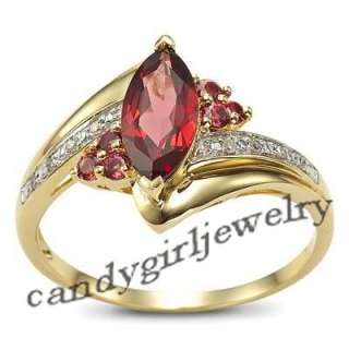 Ravishing Womans 10KT Red Ruby Yellow Gold Filled Ring Size 8 