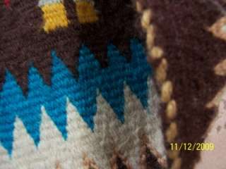 Navajo YEI Rug Vintage w/ Side Cords 19x39  