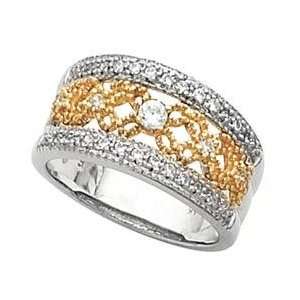 14k Two Tone Gold Diamond Bridal Anniversary Band Ring 