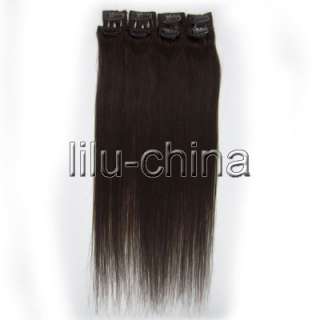 20inch 8pcs Clip on Human Hair Extensions #02 Dark Brown,48g with 