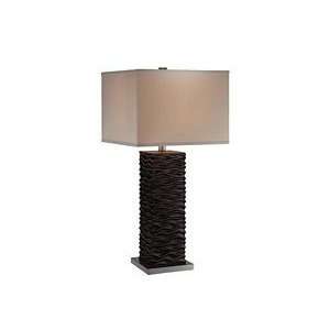  Source Keani 1 Light Table Lamp, Polished Steel/Dark Brown With Off 