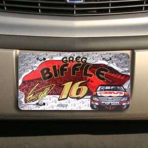  Greg Biffle Torn Metal License Plate
