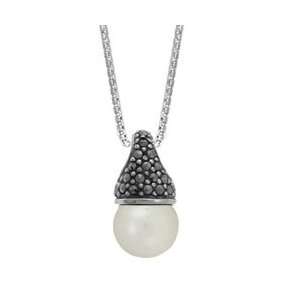 com Boma White Pearl, Marcasite & Sterling Silver Necklace Marcasite 