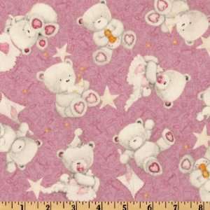  44 Wide Baby Bear Hugs Allover Bears Pink Fabric By The 