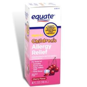 Equate   Childrens Allergy Relief, Oral Solution, Cherry Flavor, 4 oz 