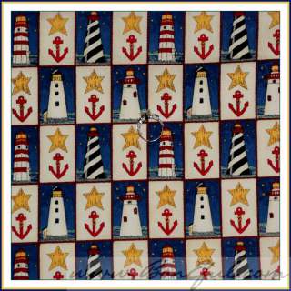 BOOAK Fabric MODA Cape Liberty *Lighthouse Deb Strain NAVY Nautical 