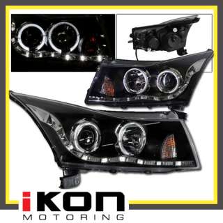 2011 CHEVY CRUZE PROJECTOR HEADLIGHTS HALO BLACK CLEAR  