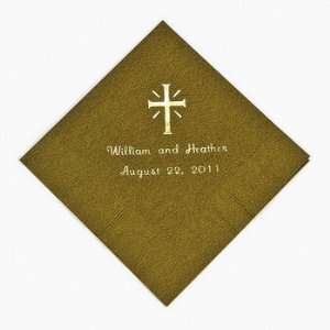  Personalized Cross Gold Beverage Napkins   Tableware 
