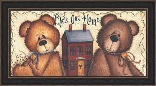 Bless Our Home Teddy Bear Sign Framed Art Picture  