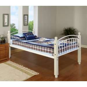 White Finish Wood & Metal Twin Size Day Bed (Daybed) Frame  